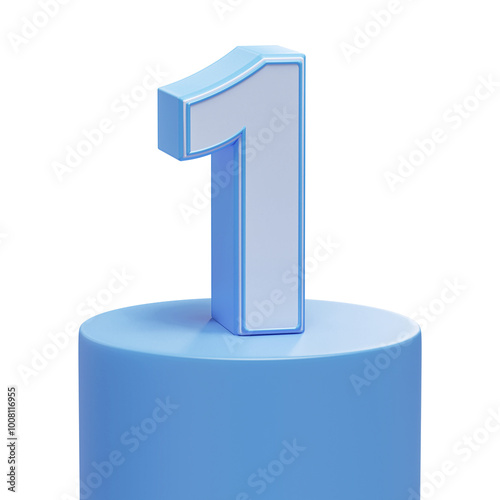 Blue 3D Number 1 On The Podium