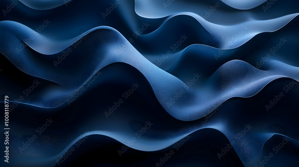 Abstract Blue Wavy Lines 3D Background