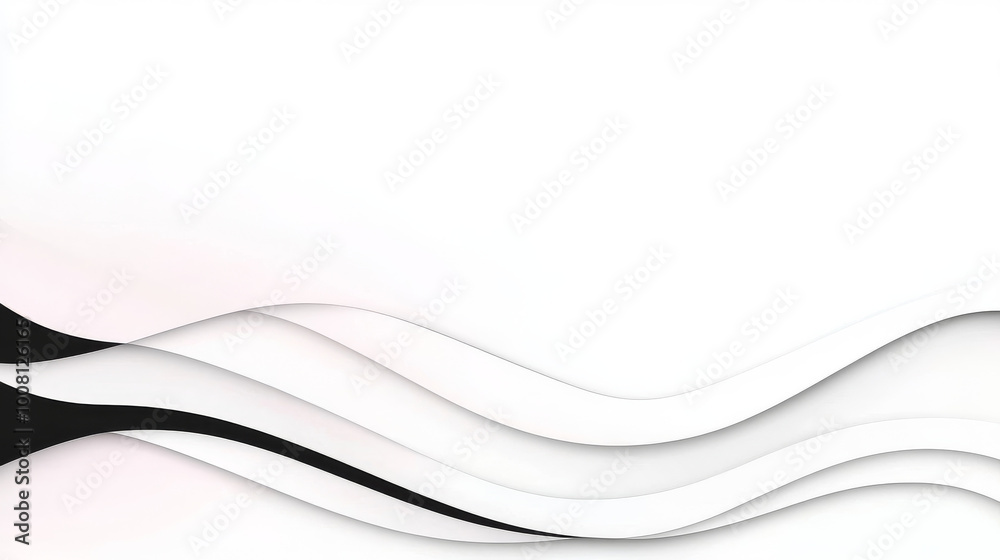 Fototapeta premium Abstract white and black wavy background.