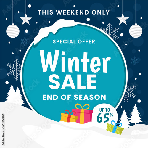 Winter sale advertising social media template