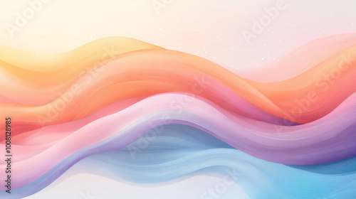 Abstract waves in pink, blue, and orange.