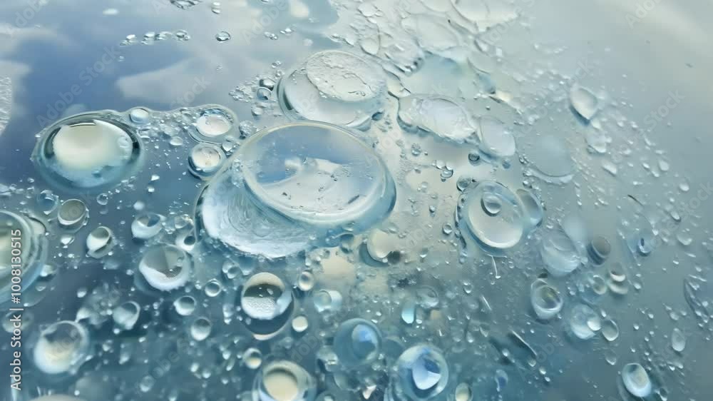 Macro video of air bubbles trapped in ice on a frozen lake with a slow pan across the surface and soft diffused daylight Macro video of air bubbles trapped in ice on a frozen lake with a slow pan across the surface and soft diffused daylight