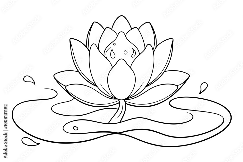 Elegant Lotus Line Art Vector