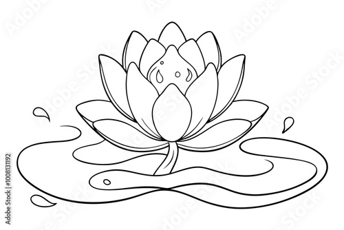 Elegant Lotus Line Art Vector