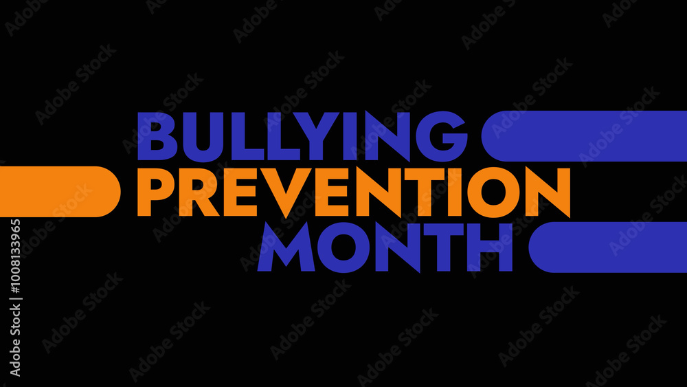Obraz premium Bullying Prevention Month colorful text typography on white or black background banner illustration great for wishing and celebrating Happy Bullying Prevention Month in October