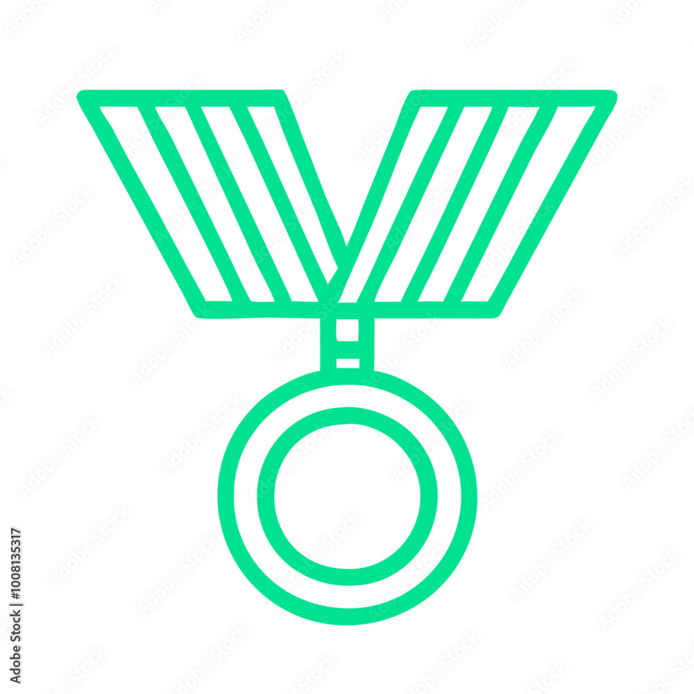Minimalist Green Medal Icon Representing Victory and Military Achievement Minimalist Green Medal Icon Representing Victory and Military Achievement