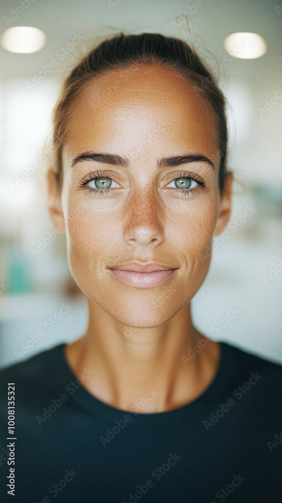 A striking portrait of a distinctive woman with intense eyes and defined features, showcasing a mix of strength, grace, and individuality, artistically composed. A striking portrait of a distinctive woman with intense eyes and defined features, showcasing a mix of strength, grace, and individuality, artistically composed.