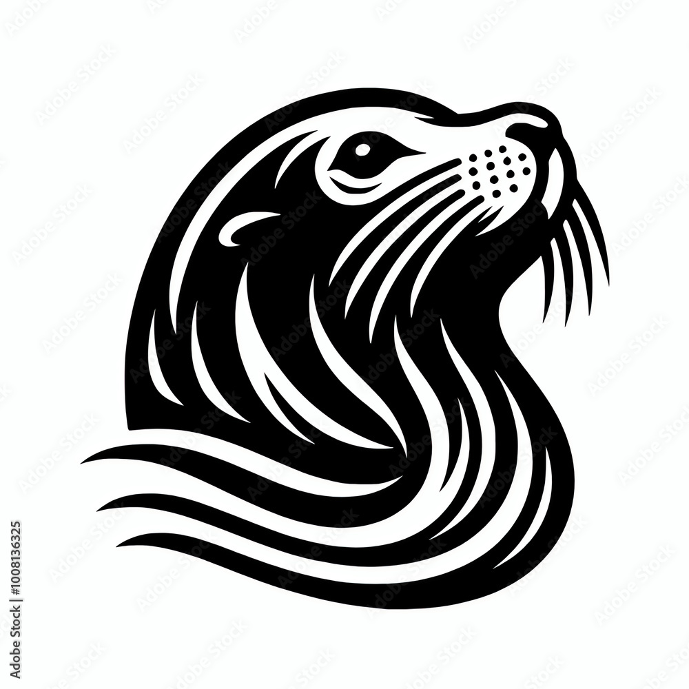 Abstract sea lion head silhouette logo symbol design vector illustration Abstract sea lion head silhouette logo symbol design vector illustration