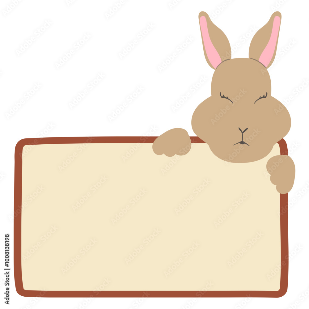 Fototapeta premium Cute Rabbit Holding Empty Banner Promotion