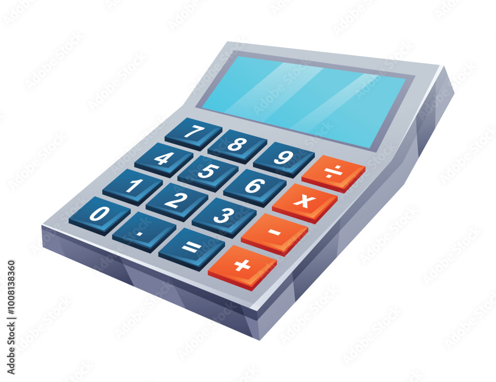 Calculator vector cartoon illustration. Used for math calculations. Isolated on white background Calculator vector cartoon illustration. Used for math calculations. Isolated on white background