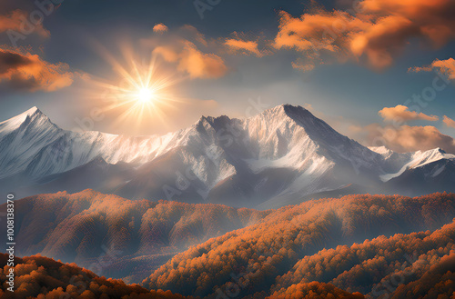 Sunrise in the mountains fantastic wallpaper