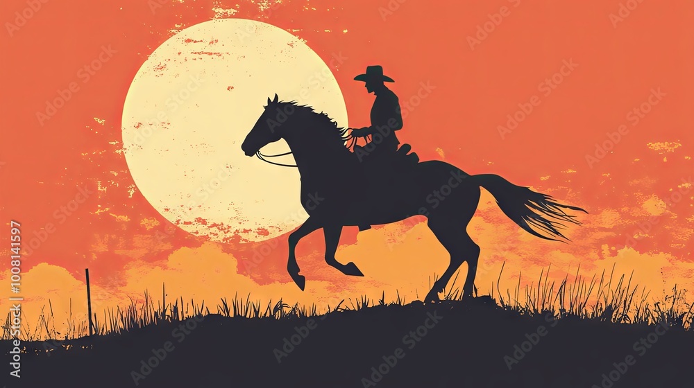 Silhouette of a rider on a horse, icon Silhouette of a rider on a horse, icon