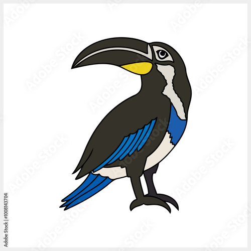 Doodle toucan clip art isolated. Animal clipart. Bird icon. Vector stock illustration