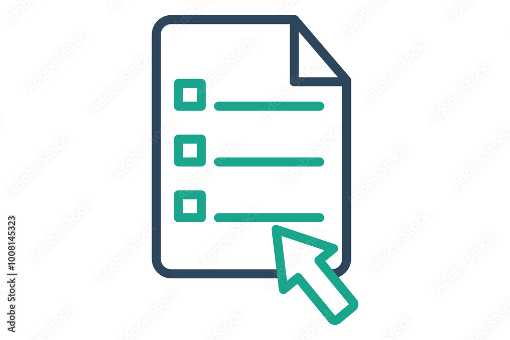 Exam icon. line icon style. paper with pointer. icon related to online course. education elements vector illustration Exam icon. line icon style. paper with pointer. icon related to online course. education elements vector illustration