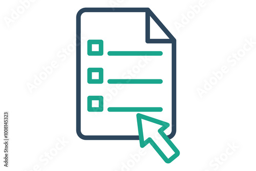 Exam icon. line icon style. paper with pointer. icon related to online course. education elements vector illustration