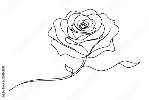 Elegant Rose Line Art Vector
