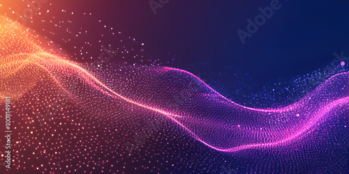 Purple Particle Wave Flow on Dark Background