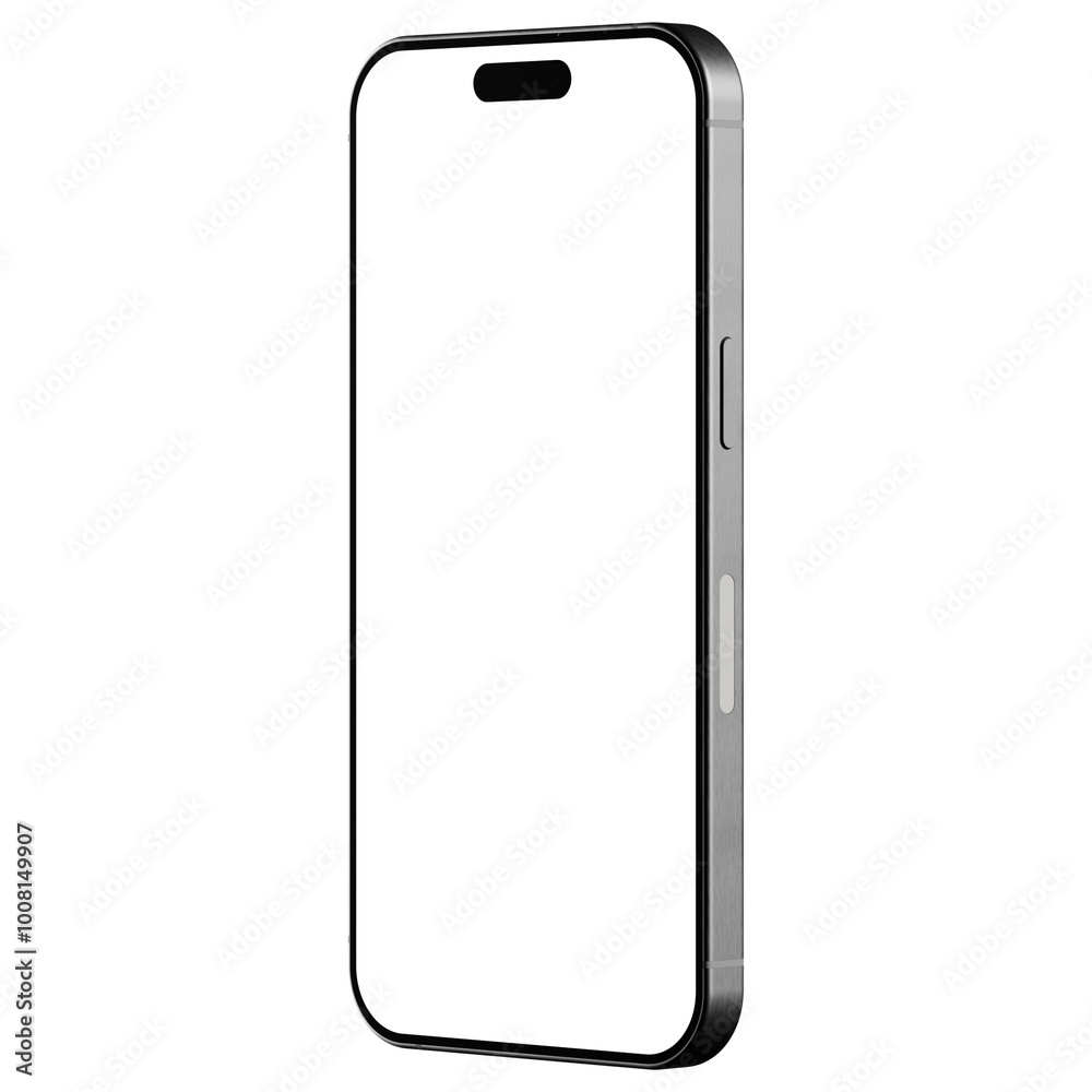 Isolated isometric style mockup template of white titanium smartphone. With no background
Isolated isometric style mockup template of white titanium smartphone. With no background