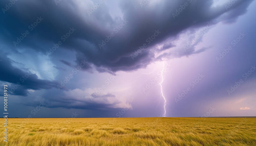 lightning over the field, Storm Over Wind-Swept Prairie lightning over the field, Storm Over Wind-Swept Prairie