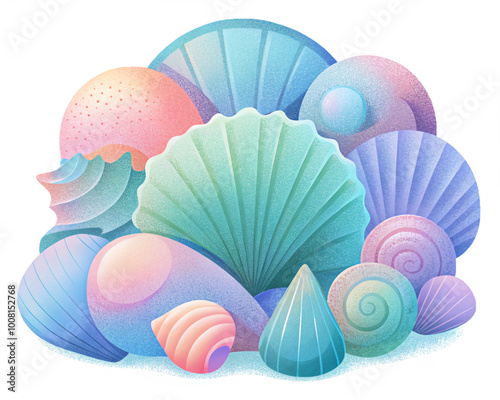 seashells on a blue background