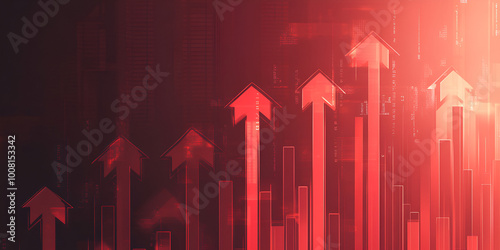 Rising Red Arrows on Dark Background