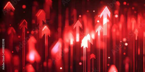 Rising Red Arrows on Dark Background