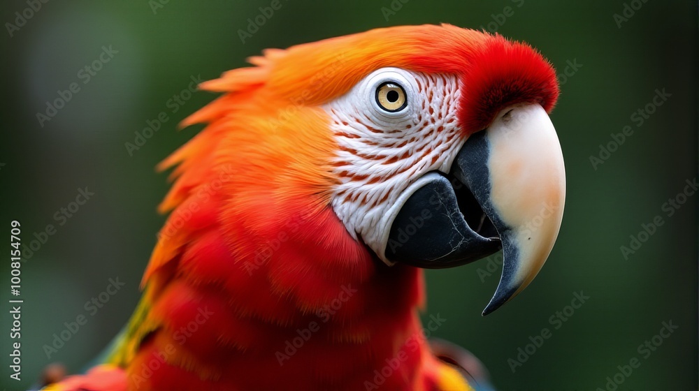 Close Up of a Scarlet Macaw Showcasing its Vibrant Feathers Close Up of a Scarlet Macaw Showcasing its Vibrant Feathers
