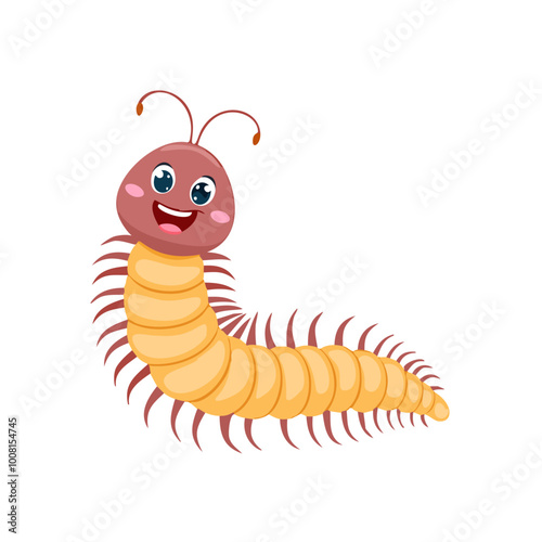 Centipede Insect Bug Animal Animation Kawaii Character Pest
