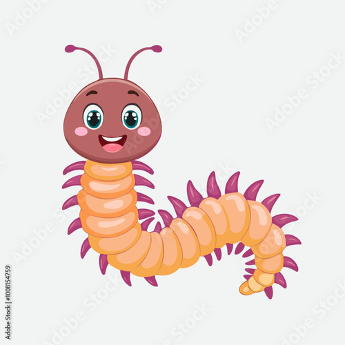Centipede Insect Bug Animal Animation Kawaii Character Pest
