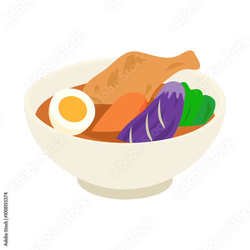 スープカレー。フラットなベクターイラスト。
Curry soup. Flat vector illustration.