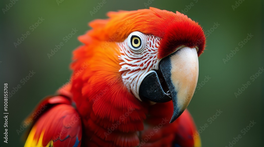 Close Up of a Scarlet Macaw Showcasing its Vibrant Feathers Close Up of a Scarlet Macaw Showcasing its Vibrant Feathers