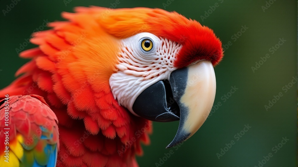 Close Up of a Scarlet Macaw Showcasing its Vibrant Feathers Close Up of a Scarlet Macaw Showcasing its Vibrant Feathers