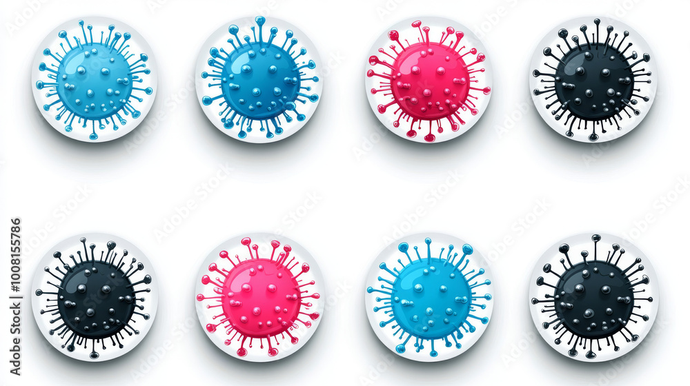 Colorful virus icons on a white background. Colorful virus icons on a white background.