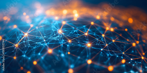 Orange Network Connections on Dark Background