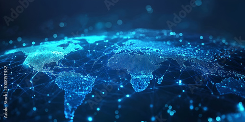 Global Network Connectivity Concept with Blue World Map