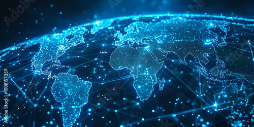 Global Network Connectivity Concept with Blue World Map