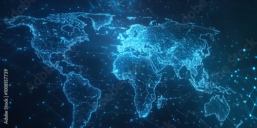 Global Network Connectivity Concept with Blue World Map