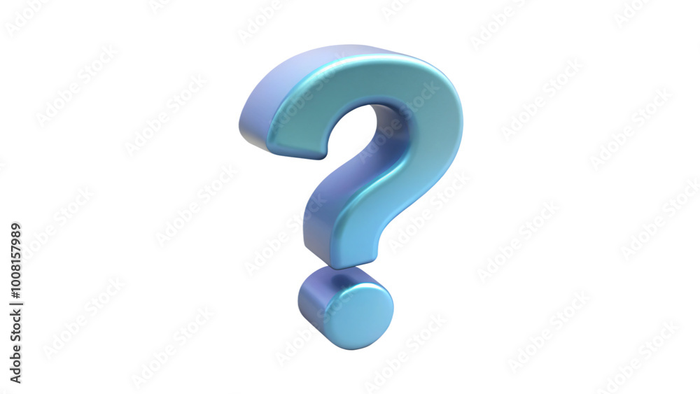 Blue 3D question mark symbol isolated on white background, perfect for FAQ or help button design Blue 3D question mark symbol isolated on white background, perfect for FAQ or help button design