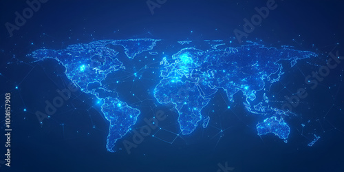 Global Network Connectivity Concept with Blue World Map