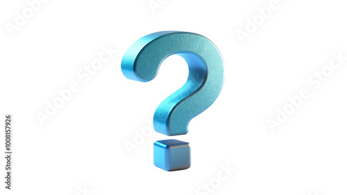 Blue 3D question mark symbol isolated on white background, perfect for FAQ or help button design