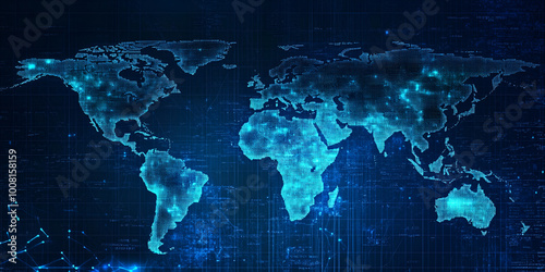 Global Network Connectivity Concept with Blue World Map