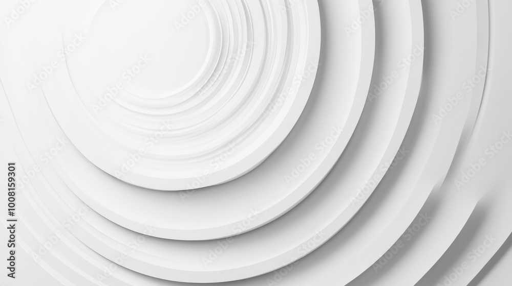 Abstract white background with smooth curved lines in circle shape.