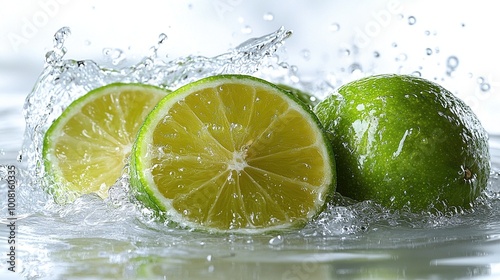 Limes Splashing in Water - A Refreshing Citrus Delight