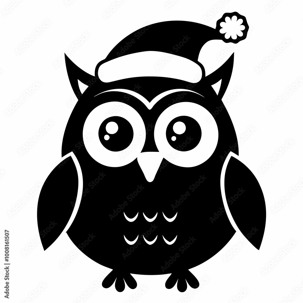 Cute Christmas Kids Owl Black silhouette Cute Christmas Kids Owl Black silhouette
