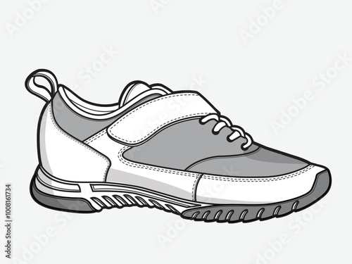 Velcro shoes for men vector design technical flat drawing