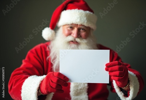 Santa Claus holding a blank card photo