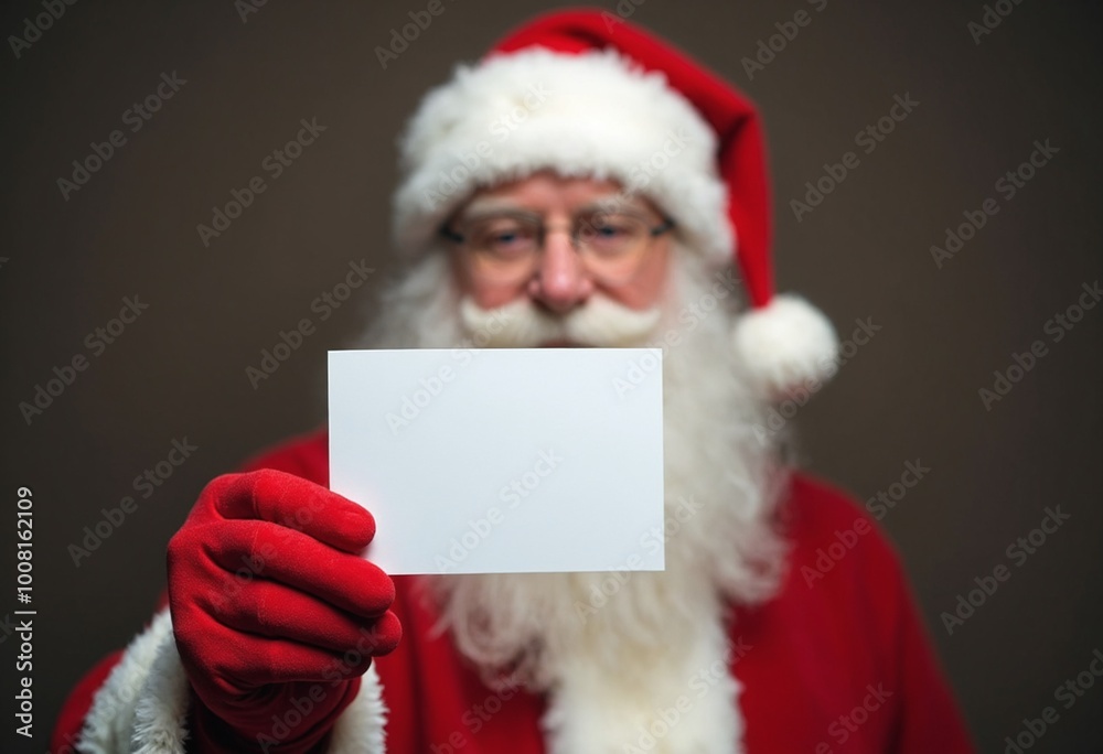 Santa Claus holding a blank card Santa Claus holding a blank card