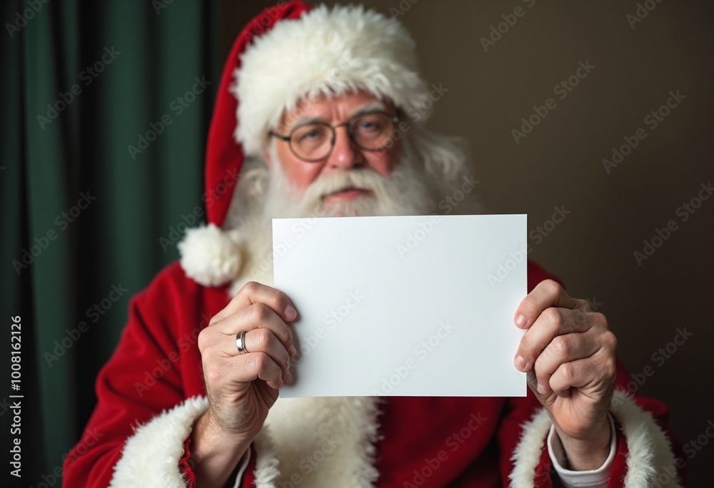 Santa Claus holding a blank card Santa Claus holding a blank card