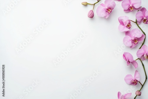 Serene pink orchids on white background