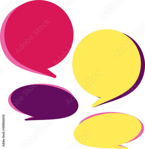 Colorful Speech Bubbles: A vibrant collection of speech bubbles in pink, purple, and yellow, perfect for adding a playful and communicative element to your designs.  